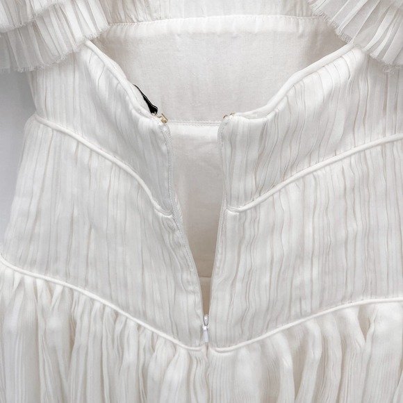 Aje. Dress Gown Expressive Pleated Maxi Dress Wedding Bride Puff Sleeve White 4 - Picture 9 of 14